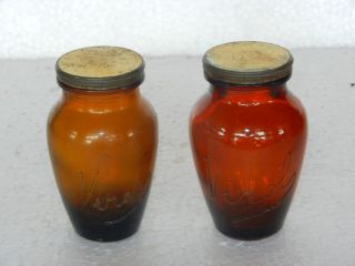 Old Lot of 2 Small Brown Color Virol Ink Pot Bottle