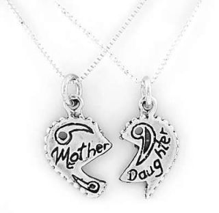 SILVER MOTHER DAUGHTER CHARM 2 16 BOX CHAIN NECKLACES
