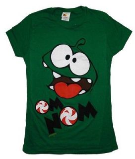 Cut The Rope Om Nom Face Mobile Video Game Juniors Babydoll T Shirt 