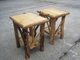 Matched Pair of Rustic Log End Tables/Nightst​ands