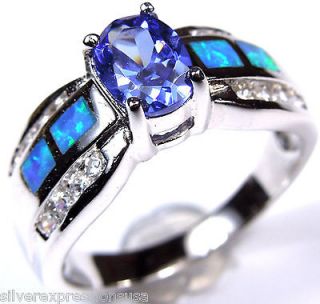   and Blue Fire Opal Inlay 925 Sterling Silver Ring size 6 7 8 9