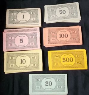 Monopoly Money Copyright 1935 Parker Brothers 239 Pieces $16,585
