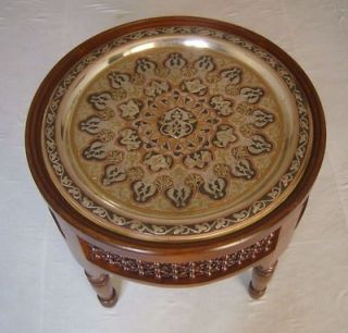 Moroccan Arabian 20 Etched Brass Tray Tea Coffee Table