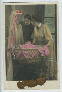 Mother Father Child Baby Cradle Mosquito net original vintage 1910s 