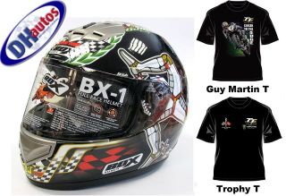 Box Isle Of Man TT Motorcycle Motorbike Helmet +Free I.O.M TShirt Of 