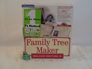 Family Tree Maker Deluxe Edition III Broderbund 9 CDs NOS Windows 95 