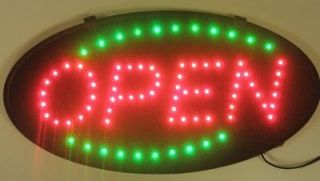 Animated LED Neon Light Open Sign Running Green Oval Shape Green LED 
