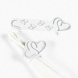 48 Silver Double Linked Two Heart Napkin Rings Wedding Bridal Shower 
