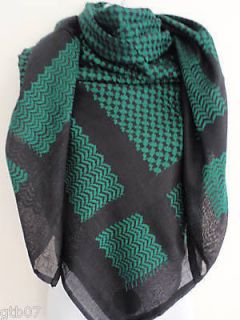 Black Green Arab Shemagh Head Scarf Neck Wrap Authentic Cottton 