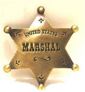 Brass Marshal Police Badge Star Ranger Sheriff Old West