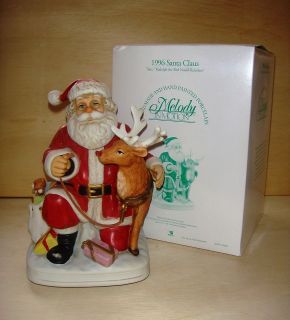   Motion Music Box 1996 Santa Claus & Rudolph #07208 Signed Orig Box