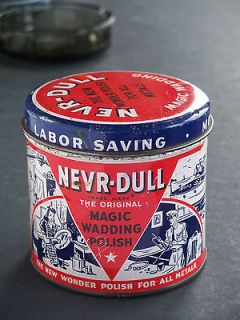 Vintage 1950s NEVR DULL Magic Wadding 16 oz. Tin Can