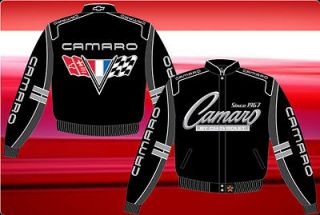 Chevy Camaro Nascar Racing Jacket Adult Black Twill Chevrolet