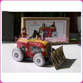 Wind Up Mini Funny Bulldozer Tractor Model Toy Great Collectible Gifts 