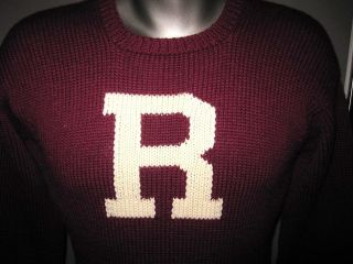   50S SAYRAM JOHN H. RAMSAY CO. LETTERMAN R WORSTED WOOL SWEATER SMALL