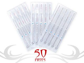 50 MIXED ASSORTED Tattoo Needles 10 Sizes Round Liner Shader Magnum 