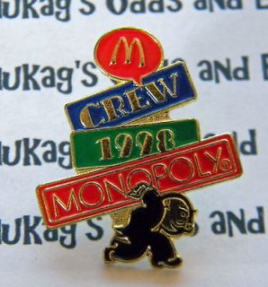   Package McDonalds Monopoly Crew 1999 Vintage Lapel Pin. FAST SHIPPING