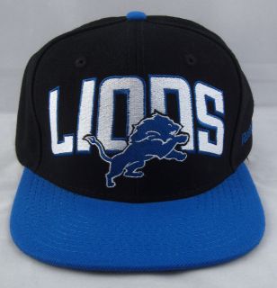 NFL Detroit LIONS Retro Snapback Cap Hat REEBOK 2tone Black Honolulu 