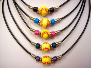 SOFTBALL NECKLACE ~ YOU CHOOSE BEAD COLOR