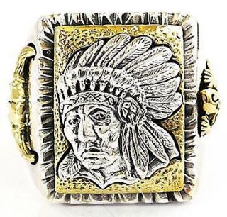 APACHE COMANCHE TRIBE STERLING 925 SILVER RING Sz 10 NEW GOLD BULL 