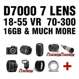 New Nikon D7000 +7 Lens Kit 18 55 VR, 70 300, 650 1300mm +500mm 