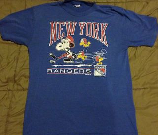 VINTAGE New York Rangers Schulz Peanuts Snoopy NHL shirt LARGE RARE 