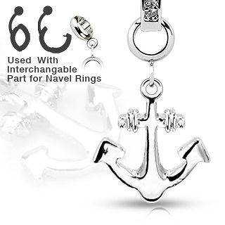 Belly Button Ring Charm   Anchor   Stainless Steel Jewelry Navy