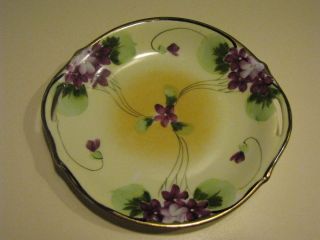 Antique Nippon Hand Painted Porcelain Small Plate with 2 Handle 