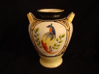 Hand Painted Noritake Nippon Vase Two Handle Bowl Pheasant Flower 