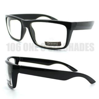Classic Rectangular Eye Glasses Frame Clear Lens Optical New BLACK