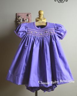 NWT Petit Ami Purple Smocked 3 6 9 Months Dress Bloomers Baby Girls