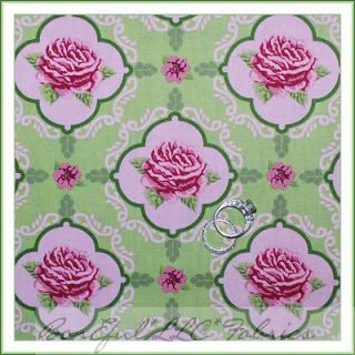BonEful Fabric FQ Free Spirit * Rose Bird Garden Flower Toile Pink 