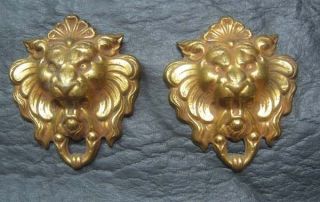 Antique French myth animal lion head brass bronze golden ormolu 