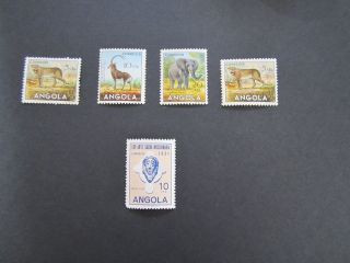 Angola Stamps 5 1952 1953 # 359 362 363 364 Elephant Leopard Lion 