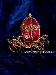 Russian Imperial Egg Coach & Princess Anastasia Egg Pendant Necklace