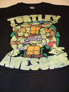 Mutant Ninja Turles Turtley Awesome Black T Shirt New