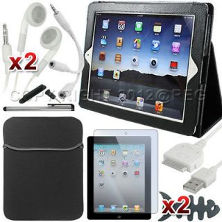   Bundle Smart Cover Leather Case Sleeve USB Cable For New iPad 3rd 2
