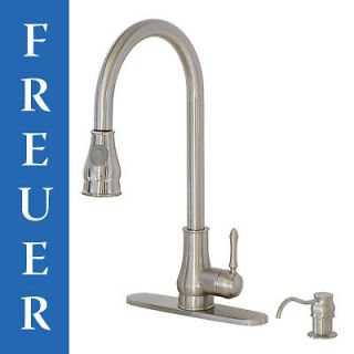 Freuer Brushed Nickel Tall Kitchen Sink Faucet Pullout Spray Soap Soap 