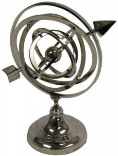 Nickel Finish Armillary Sphere   Astrolabe with Small Globe