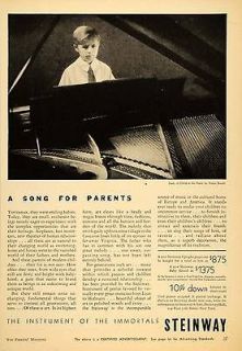   Ad Steinway Baby Grand Piano Anton Bruehl   ORIGINAL ADVERTISING