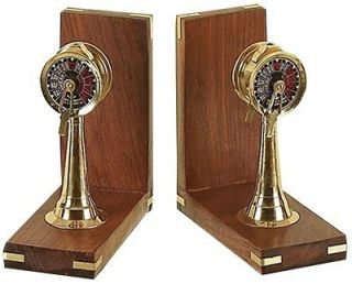   Decorations Ship Telegraph Brass and Wood Book Ends Set of 2 New IBox