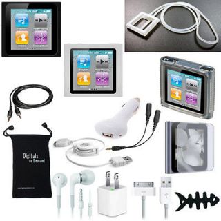   ACCESSORY BUNDLE FOR APPLE IPOD NANO 6TH GEN 6 COVER CASE SKIN CHARGER
