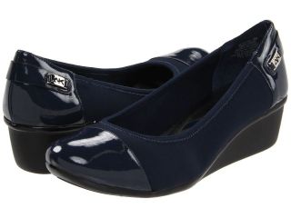 ANNE KLEIN Darra NAVY Blue Wedges Pumps Shoes Heels Patent Womens New 