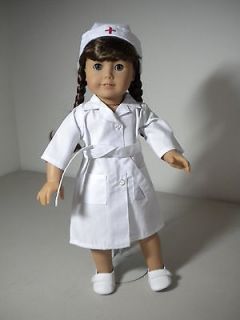 Doll Clothes Fit American Girl 18 White Nurse Costume with Cap