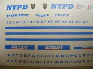 NYPD AUXILIARY Police 1/43 Waterslide Decals NEW