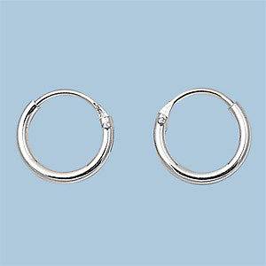 Sterling Silver Small Thin Endless Hoop Earrings Round .925 Jewelry