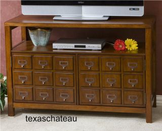   LIBRARY CARD CATALOG STYLE TV ENTERTAINMENT CABINET MEDIA CENTER STAND