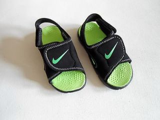 Nike Sunray Adjust Flip Flops Black Velcro Sandals Shoes Boys Childs 