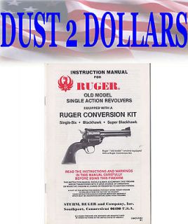 RARE Ruger Old Model Single Action Revolver Manual Equipped W/Ruger 