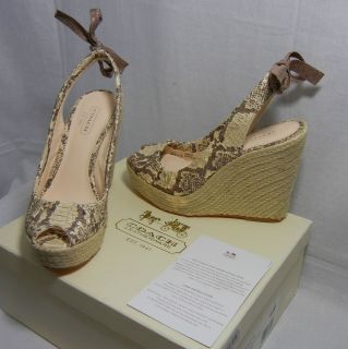 NEW Womens COACH Maritza Snakeskin Sz 5 6 $188 Leather Peeptoe 